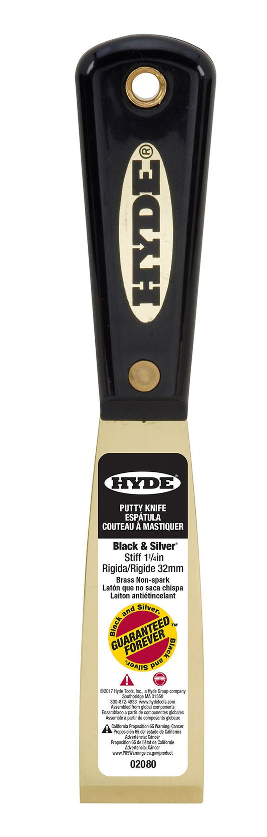 1 - 5/16" Stiff Black & Silver® Brass Chisel Putty Knife | the Hyde Store