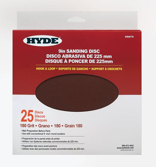 180 Grit 9" Sanding Disc / 25 - Pack | the Hyde Store
