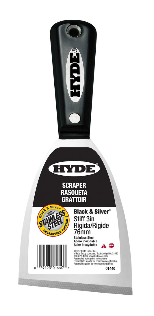 3" Stiff Black & Silver® Stainless Steel Chisel Scraper | the Hyde Store