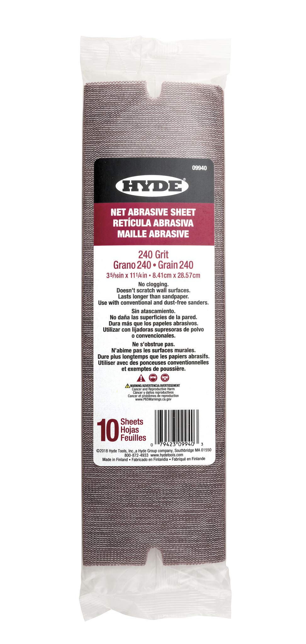 Hyde 09940 net abrasive sheets, 240 grit, 10-pack