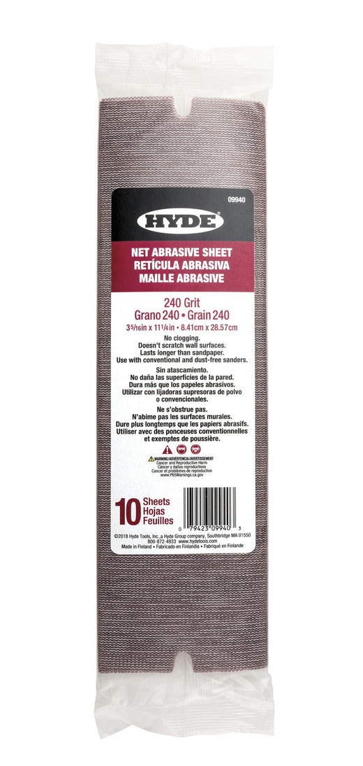 Hyde 09940 3-5/16" x 11-1/4" Net Abrasive Sheets 240 Grit, 10-pack