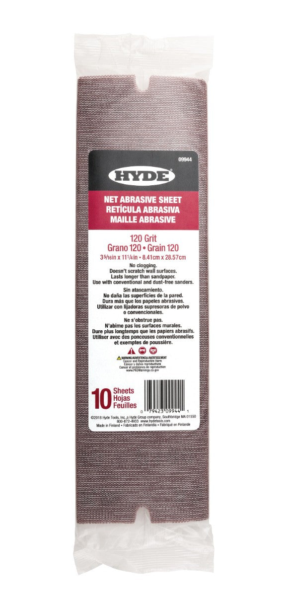 Hyde Tools 09944 net abrasive sheets, 120 grit, 10-pack