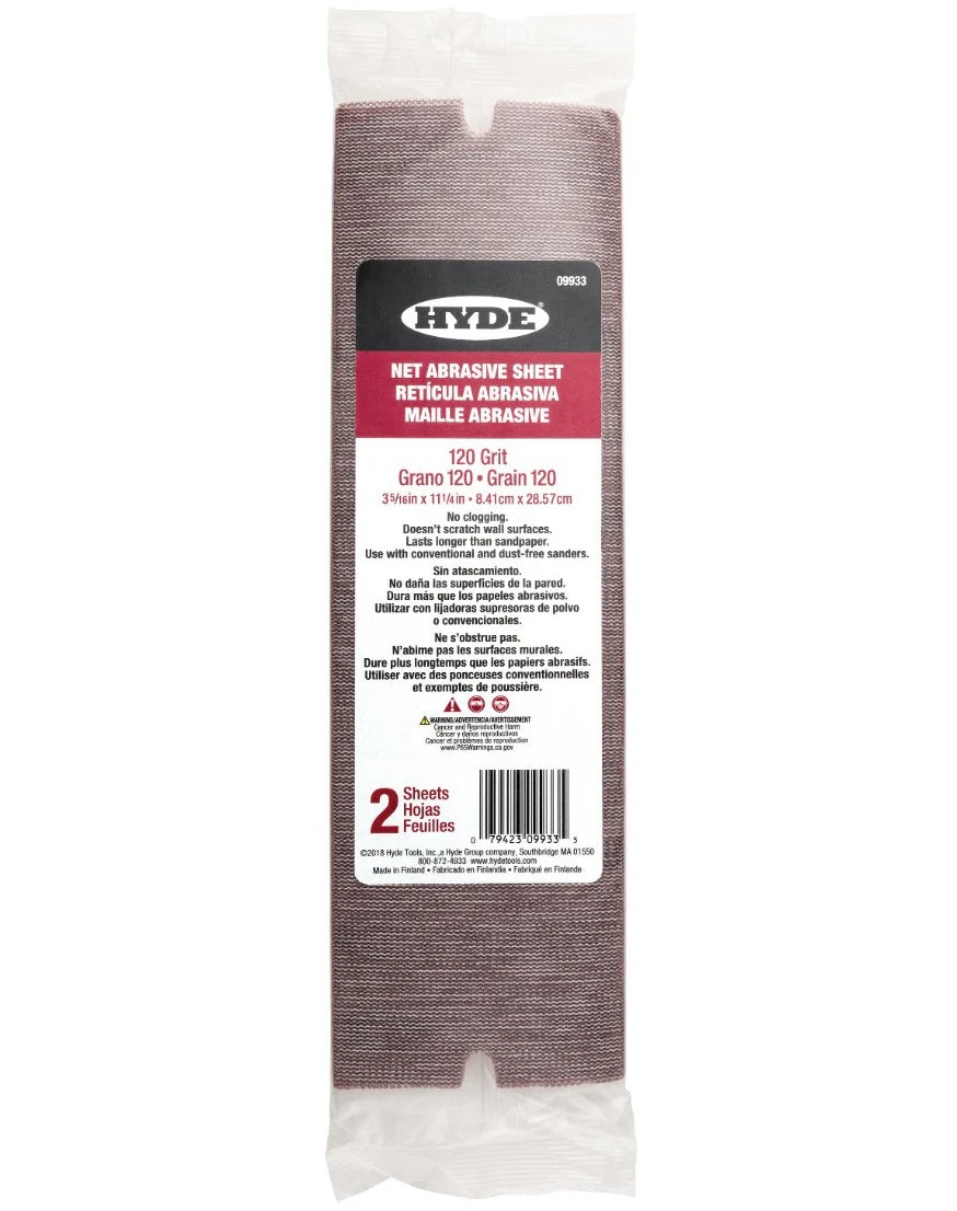Hyde 09933 net abrasive sheets, 120 grit, 2-pack