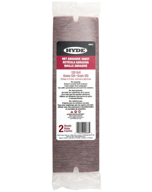 Hyde 09933 net abrasive sheets, 120 grit, 2-pack