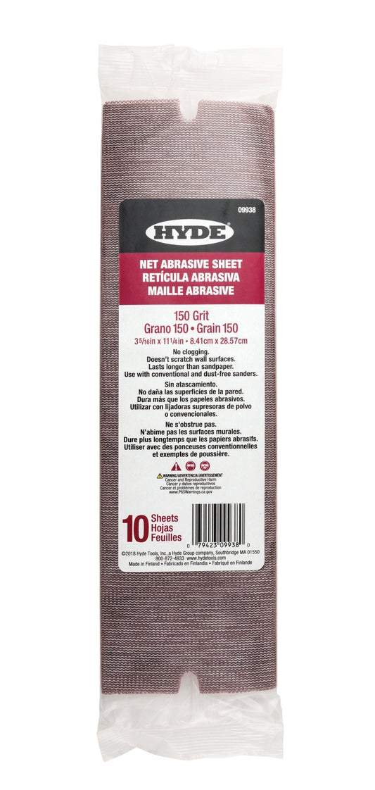 Hyde 09938 3-5/16" x 11-1/4" Net Abrasive Sheets 150 Grit, 10-pack | the Hyde Store