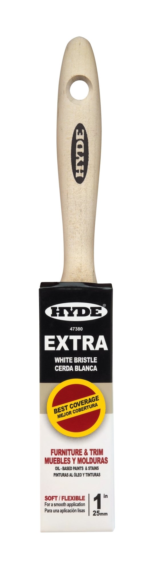 1" Straight Brush, White bristle, Beavertail | the Hyde Store