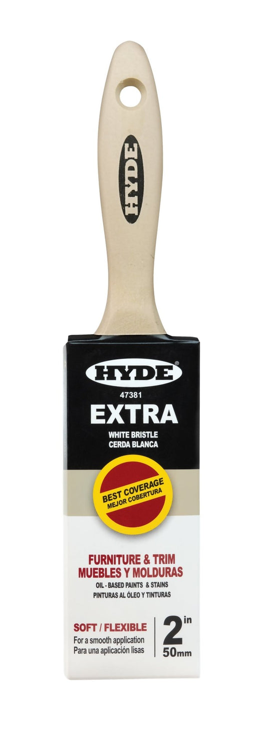 2" Straight Brush, White bristle, Beavertail | the Hyde Store