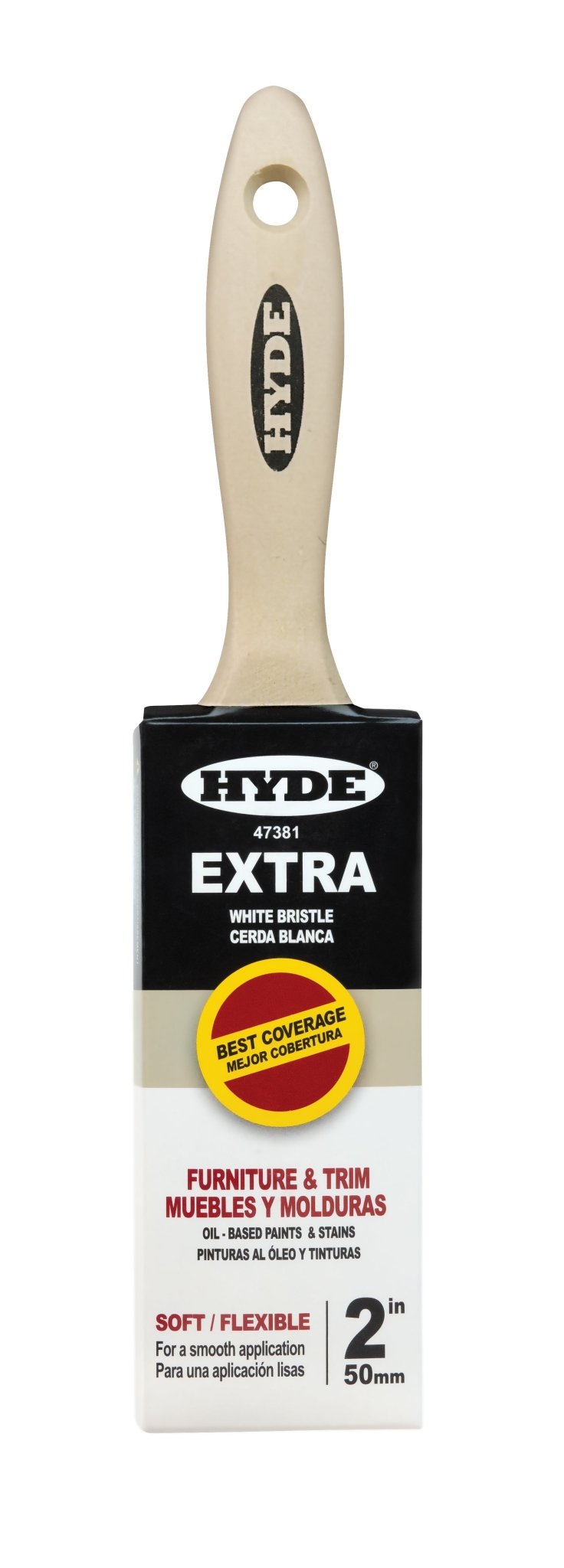 2" Straight Brush, White bristle, Beavertail | the Hyde Store