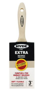 3" Straight Brush, White bristle, Beavertail | the Hyde Store