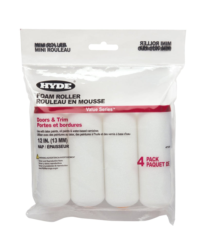 4'' Foam roller, 1/2'' Nap, double round end (Pack 4) | the Hyde Store