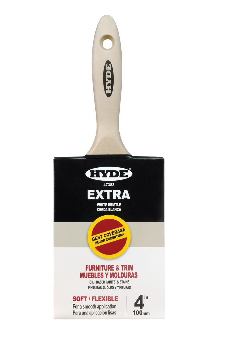 4" Straight Brush, White bristle, Beavertail | the Hyde Store
