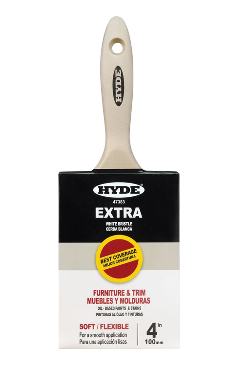 4" Straight Brush, White bristle, Beavertail - the Hyde Store