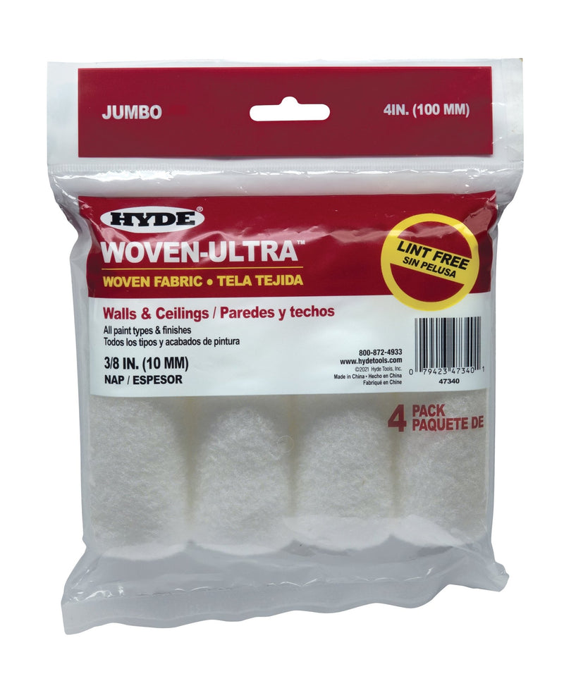 4" Woven - Ultra Mini Jumbo Roller Cover, 3/8" Nap, 3/4" Core (Pack 4) | the Hyde Store