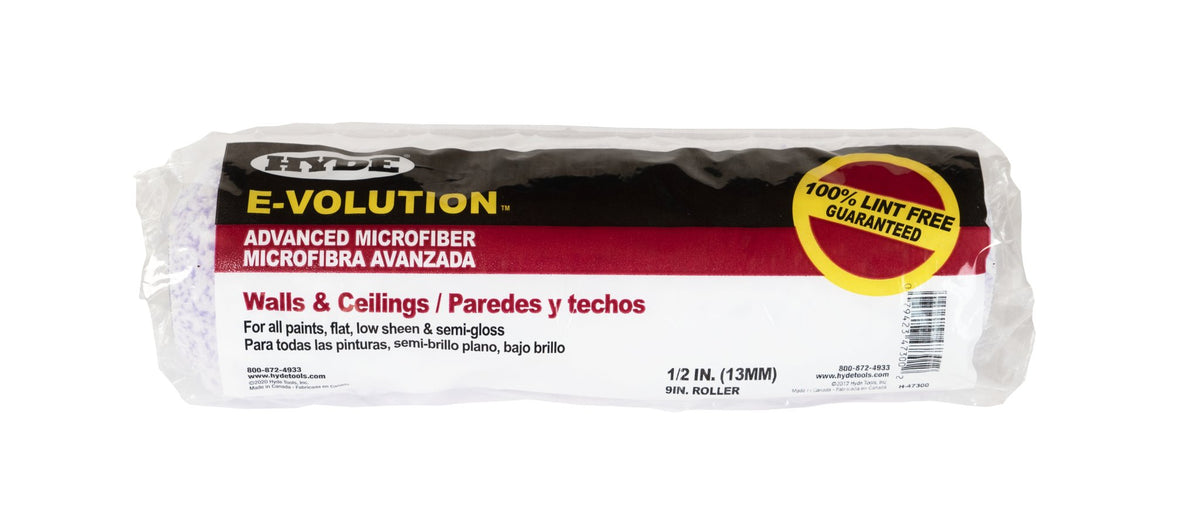 9" E - Volution, 100% Lint Free, Micro - Fiber Fabric Roller Cover. - 1/2" Nap | the Hyde Store