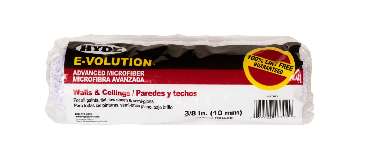 Hyde 47302 9" E - Volution, 100% Lint Free, Micro - Fiber Fabric Roller Cover. - 3/8" Nap | the Hyde Store