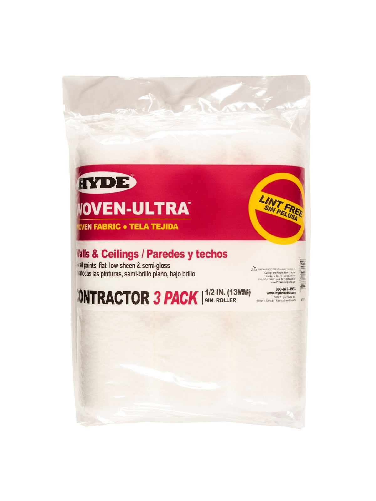 9" Woven Lint Free Roller Cover. - 1/2" Nap (Pack 3) | the Hyde Store