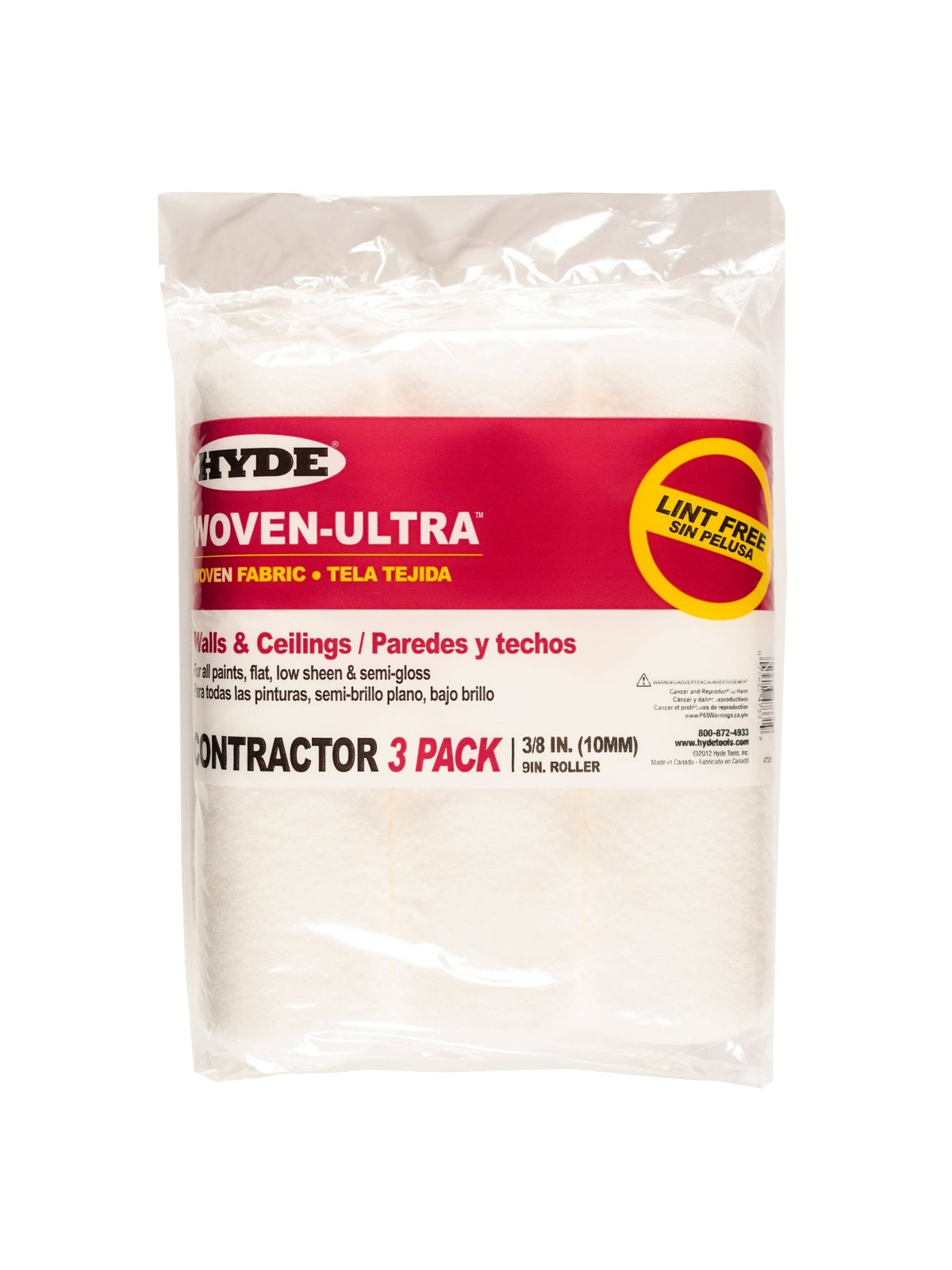 9" Woven Lint Free Roller Cover. - 3/8" Nap (Pack 3) | the Hyde Store