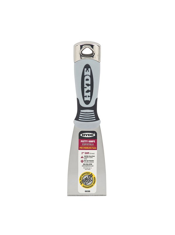 Hyde 06308 2" Stiff Pro Stainless Putty Knife | the Hyde Store