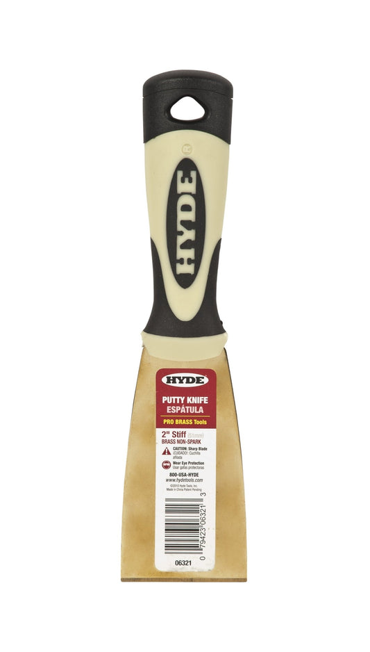 Hyde 06321 2" Stiff Pro Project Brass Putty Knife | the Hyde Store