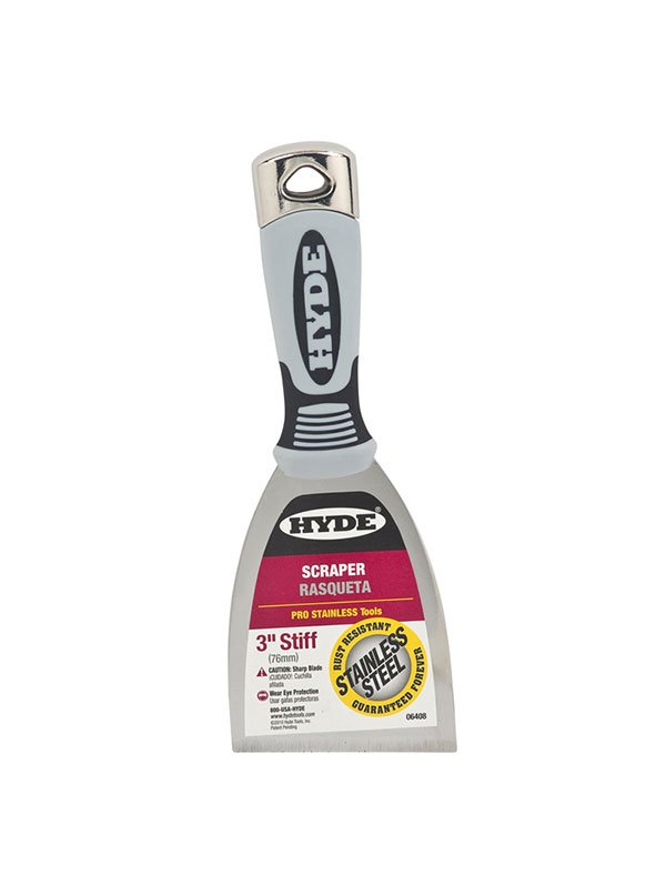 Hyde 06408 3" Stiff Pro Stainless Scraper | the Hyde Store