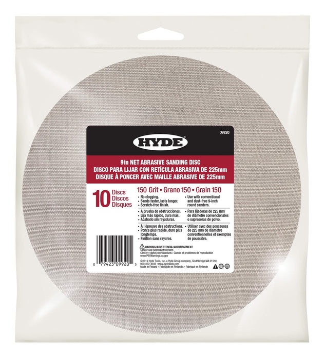 Hyde 09920 9" Net Abrasive Sanding Disc, 150 Grit, 10 pack - the Hyde Store