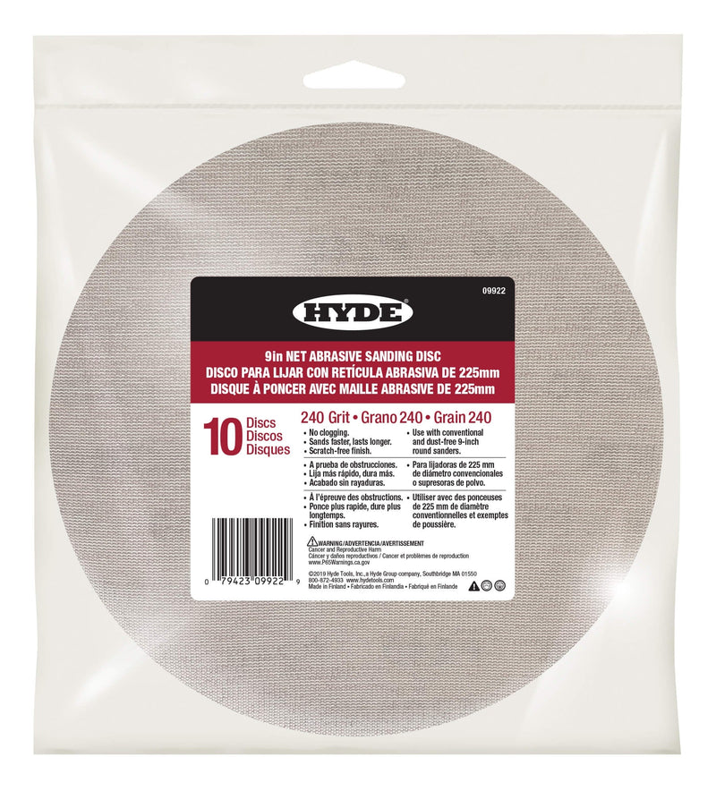 Hyde 09922 9" Net Abrasive Sanding Disc, 240 Grit, 10 pack | the Hyde Store
