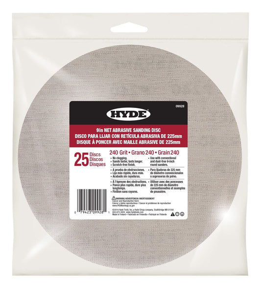 Hyde 09928 9" Net Abrasive Sanding Disc, 240 Grit, 25 pack | the Hyde Store