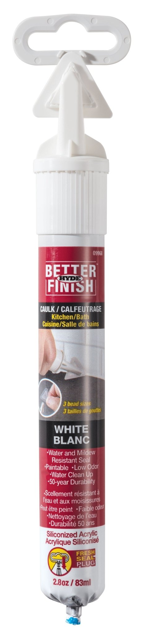 Hyde 09968 Caulk Repair, Kitchen/Bath, Acrylic, White 2.8 oz. (Discontinued)