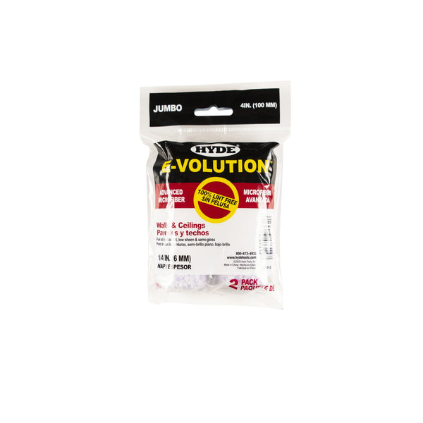 Hyde 47312 4" E - Volution Jumbo Mini Roller Cover 1/4" Nap, 3/4" Core (2 - Pack) | the Hyde Store