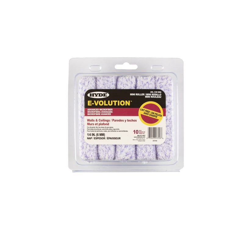 Hyde 47316 4" E - Volution Mini Roller Cover 1/4" Nap (10 - Pack) | the Hyde Store