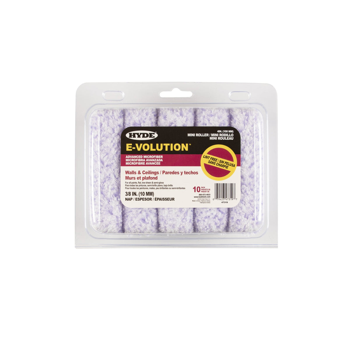 Hyde 47319 4" E - Volution Mini Roller Cover 3/8" Nap (10 - Pack) | the Hyde Store