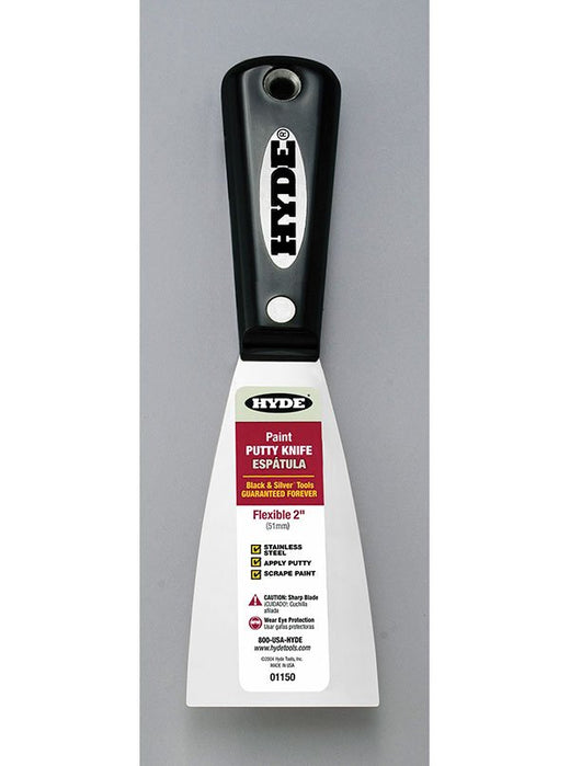 Hyde Tools 01150 Black & Silver® 2” Flexible Putty Knife, SS