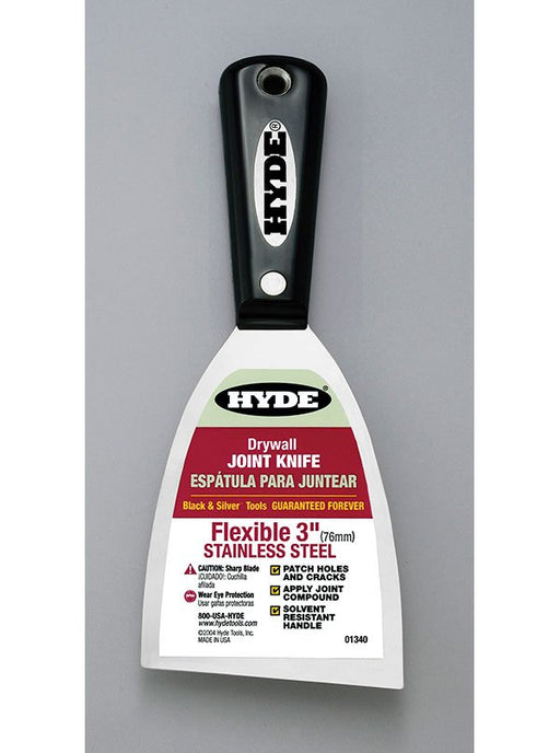 Hyde Tools 01340 Black & Silver® 3” Flexible SS Joint Knife - the Hyde Store