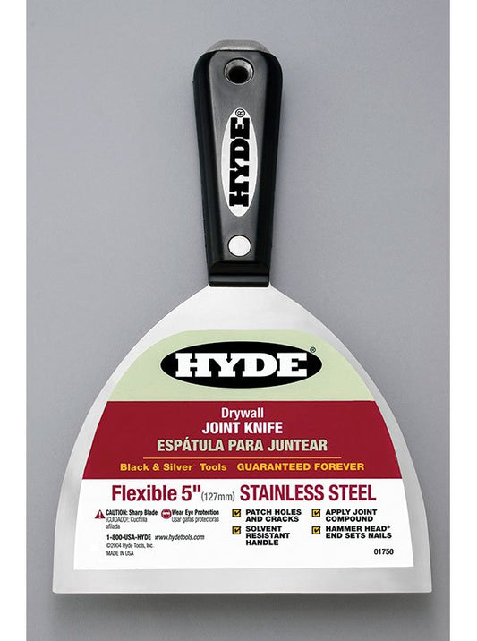 Hyde Tools 01750 Black & Silver® Flexible SS HH Joint Knife, 5” | the Hyde Store