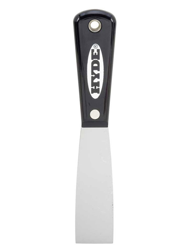 Hyde Tools 02000 Black & Silver® 1 - 1/4” Flexible Putty Knife/Scraper (High Carbon Steel) | the Hyde Store
