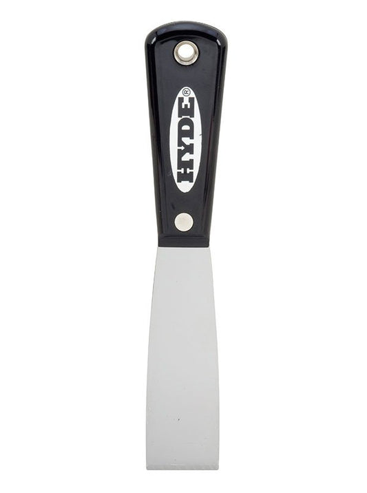 Hyde Tools 02050 Black & Silver® 1 - 1/4” Stiff Putty Knife/Scraper (High Carbon Steel) | the Hyde Store