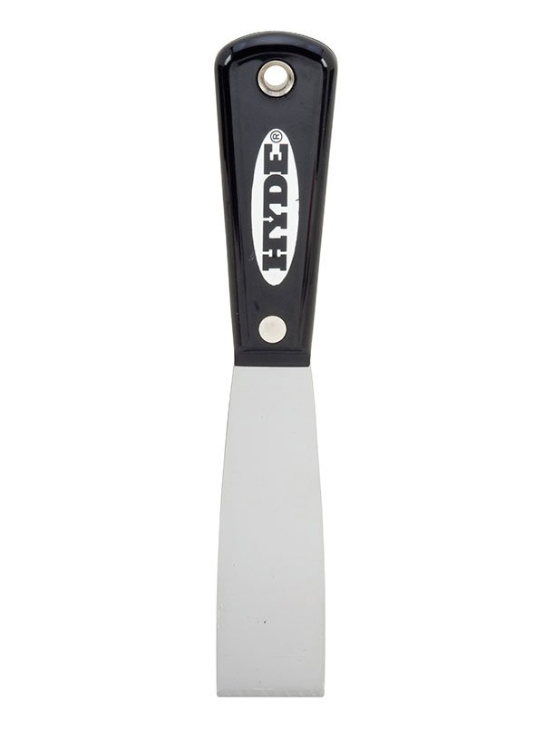Hyde Tools 02050 Black & Silver® 1 - 1/4” Stiff Putty Knife/Scraper (High Carbon Steel) | the Hyde Store