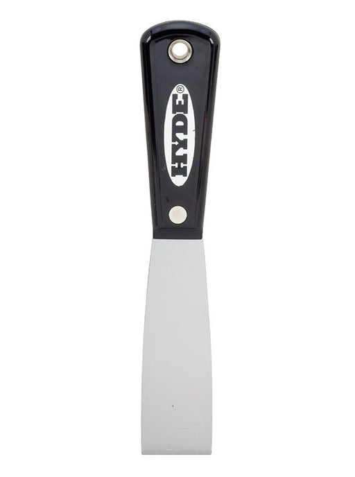 Hyde Tools 02050 Black & Silver® 1-1/4” Stiff Putty Knife/Scraper (High Carbon Steel) - the Hyde Store