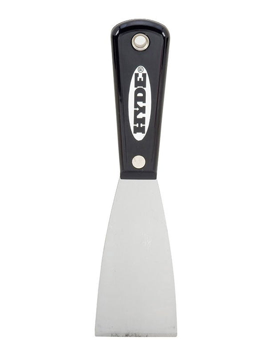 Hyde Tools 02300 Black & Silver® 2” Stiff Putty Knife/Scraper (Stainless Steel) | the Hyde Store