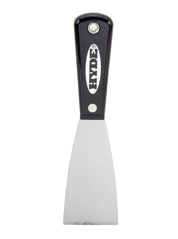 Hyde Tools 02300 Black & Silver® 2” Stiff Putty Knife/Scraper (Stainless Steel) | the Hyde Store