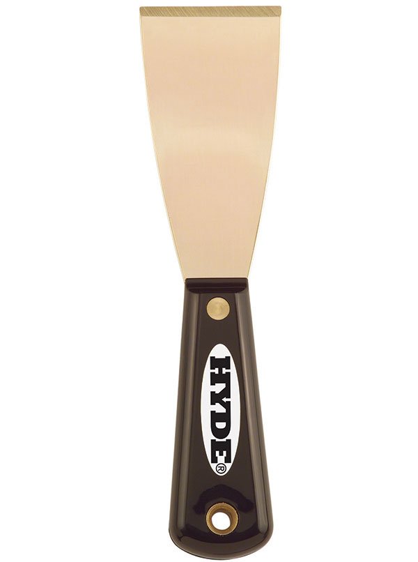 Hyde Tools 02320 Black & Silver® 2” Stiff Brass Putty Knife/Scraper (Non - spark Brass) | the Hyde Store