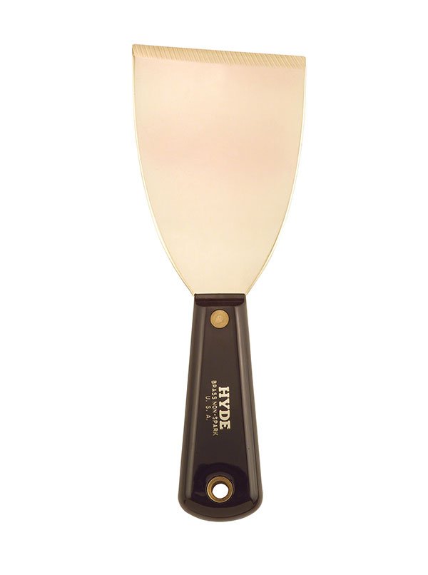 Hyde Tools 02420 Black & Silver® 3” Stiff Chisel Brass Putty Knife/Scraper (Non - spark Brass) | the Hyde Store