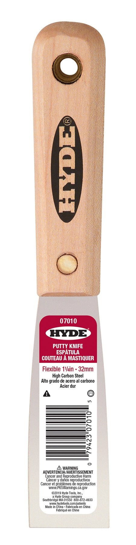 Hyde Tools 07010 Hardwood Flexible Putty Knife, 1 - 1/4” | the Hyde Store