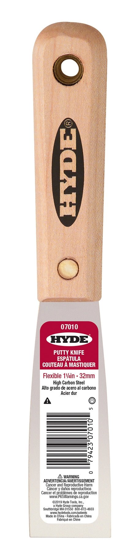 Hyde Tools 07010 Hardwood Flexible Putty Knife, 1-1/4” - the Hyde Store