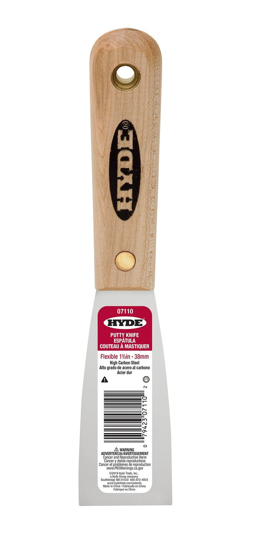 Hyde Tools 07110 Hardwood Flexible Putty Knife/Scraper, 1-1/2”