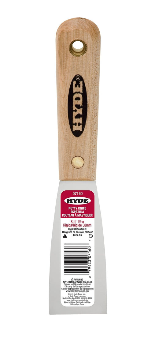 Hyde Tools 07160 Hardwood Stiff Putty Knife/Scraper, 1-1/2”