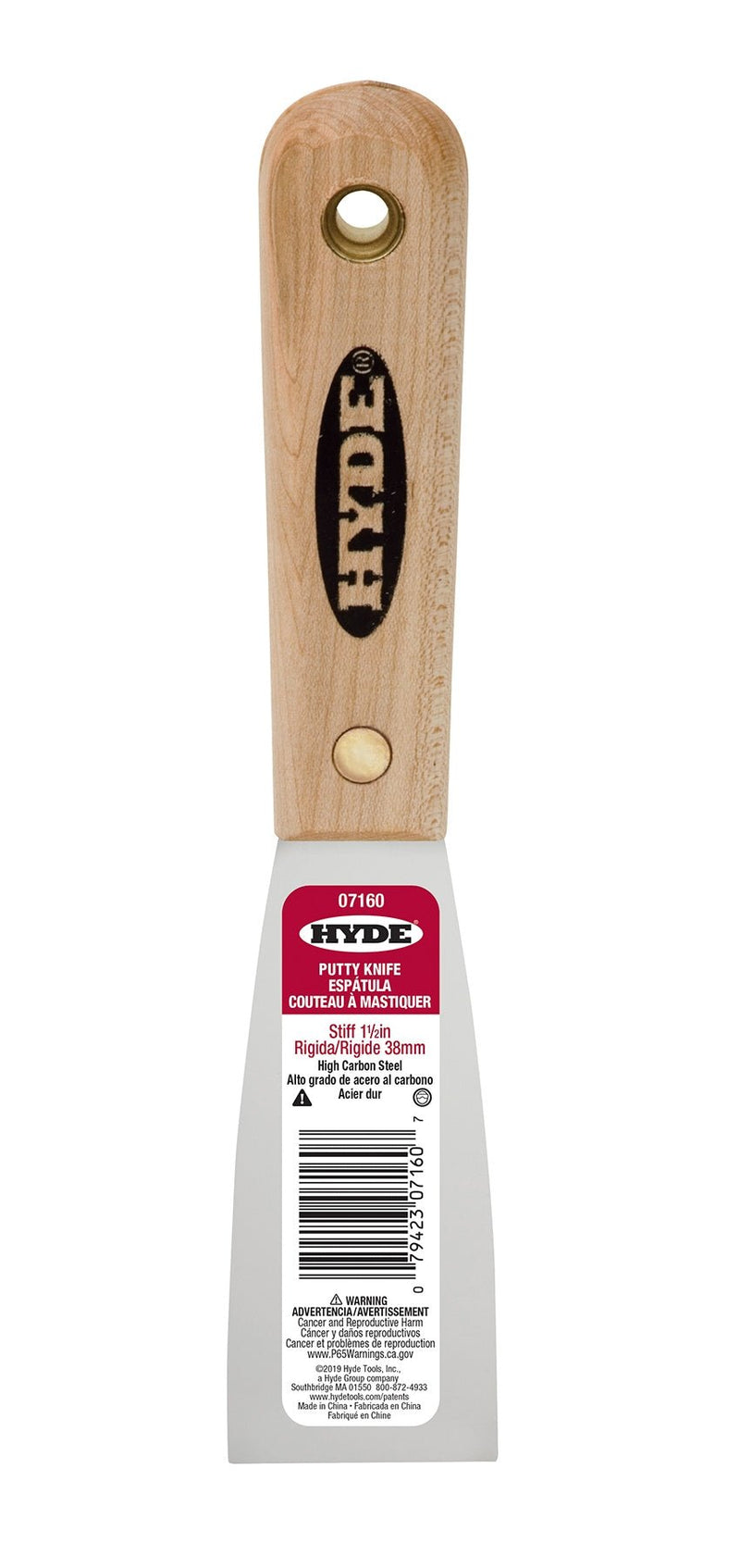 Hyde Tools 07160 Hardwood Stiff Putty Knife/Scraper, 1 - 1/2” | the Hyde Store