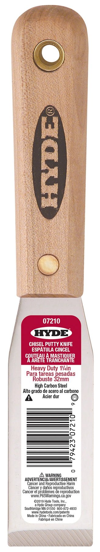 Hyde Tools 07210 Hardwood Extra Heavy Duty Stiff Putty Knife/Scraper, 1 - 1/4” | the Hyde Store