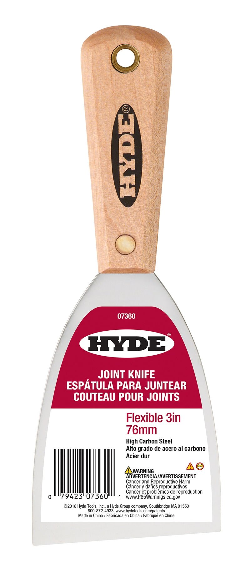 Hyde Tools 07360 Hardwood Flexible Joint Knife, 3” | the Hyde Store