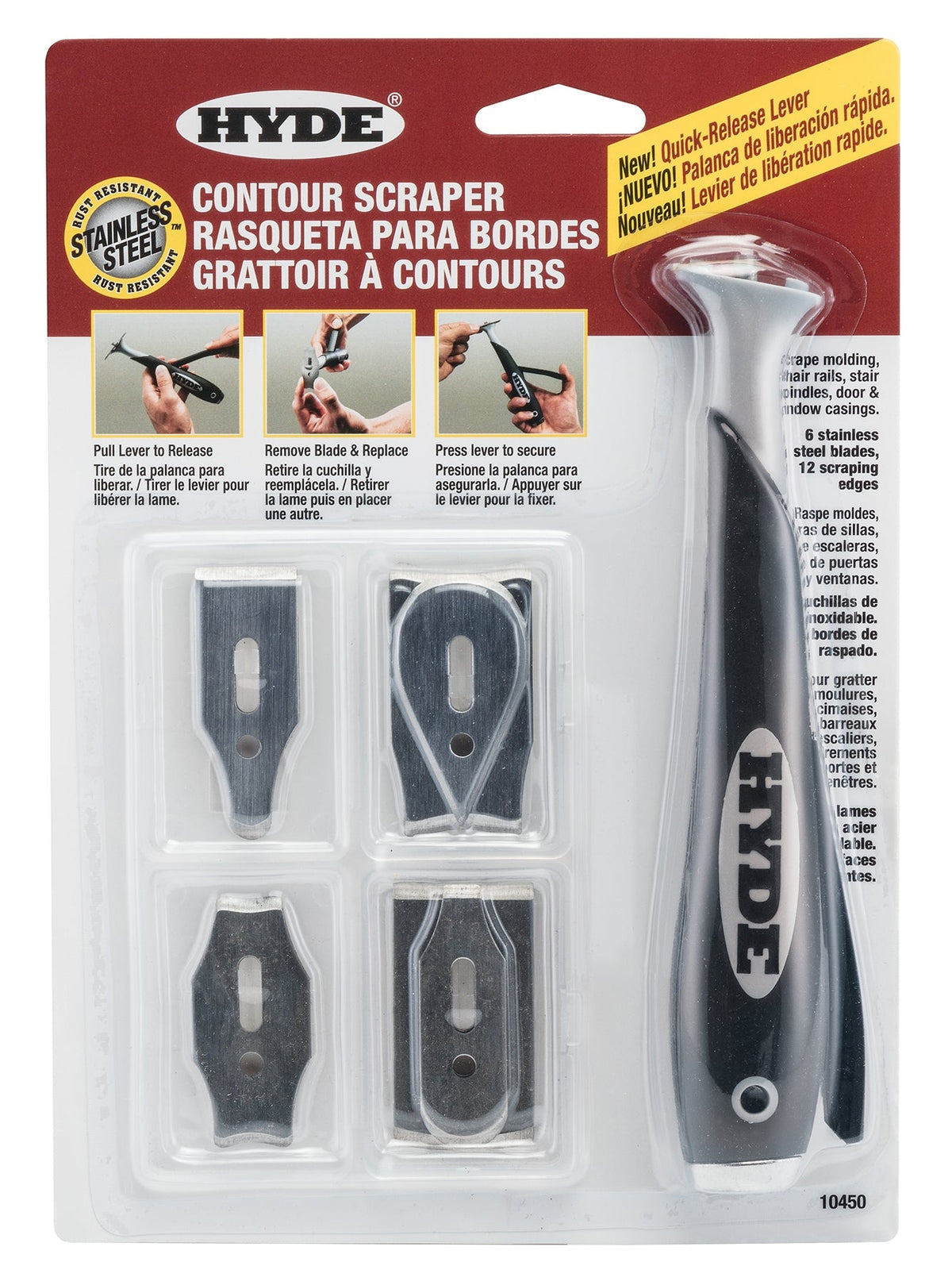 Hyde Tools 10450 Contour Scraper (w/ 6 Specialized Blades) | the Hyde Store